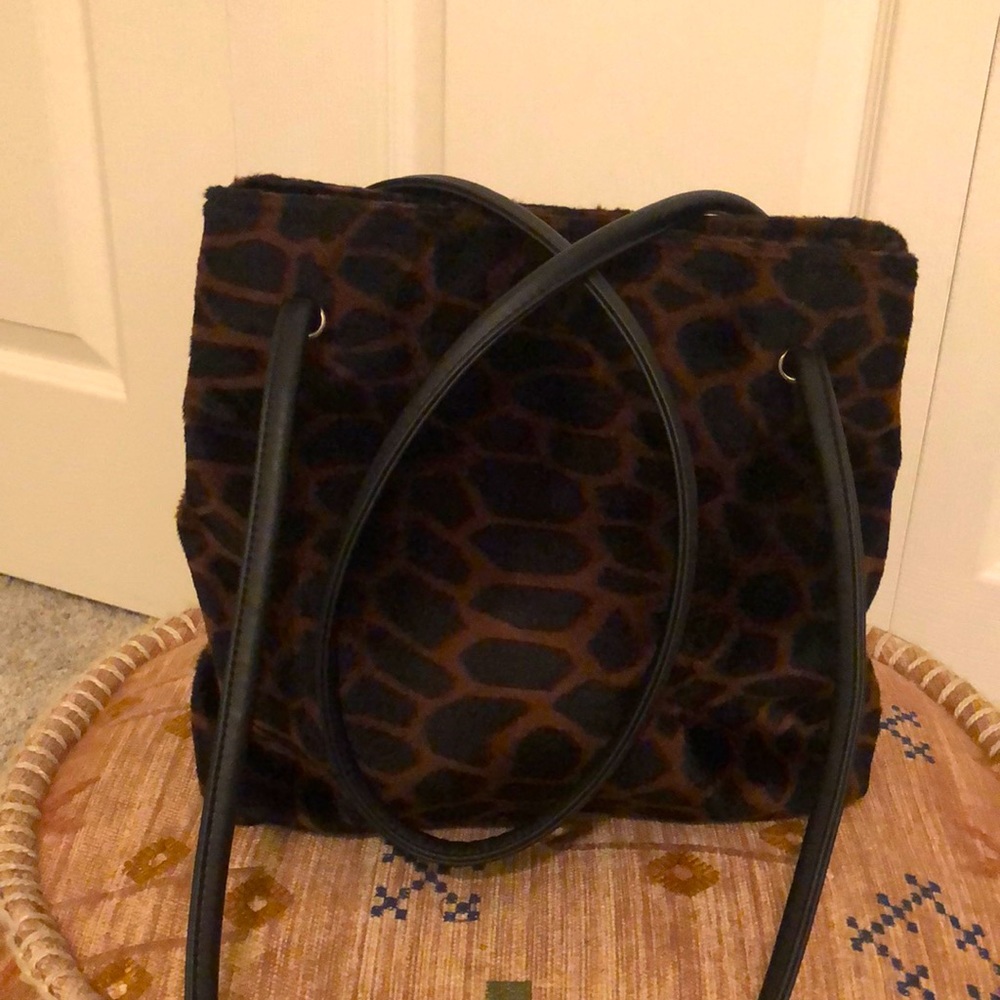 Nine West Animal Print Soft Fur Shoulder Bag